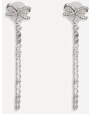 Self-Portrait Crystal Bow Droplet Earrings - Natural