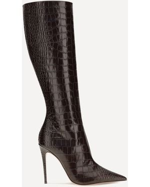 Paris Texas Vera Crocodile-Effect Tall Boots - Black