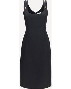 Versace Midi Grain De Poudre Wool Dress - Black