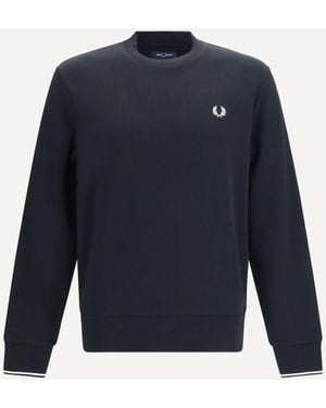 Fred Perry Crewneck Sweatshirt With Logo - Blue