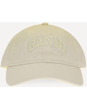 Ganni Cotton Logo Baseball Cap - Natural