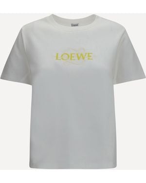 Loewe Cotton Blend T-Shirt With Embroidered Logo - Grey