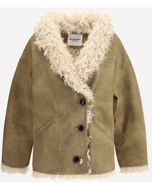 Isabel Marant Clea Shearling-Effect Faux Fur Coat - Natural