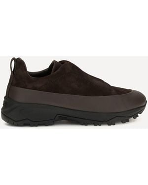 ZEGNA Triple Stitch Monte Leather And Suede Trainers - Black