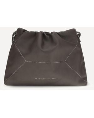 Brunello Cucinelli Leather Shoulder Bag - White