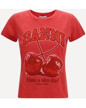 Ganni Future Cherry T-Shirt By - Red