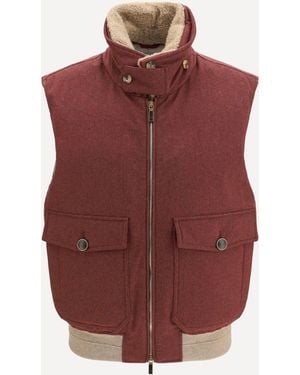 Brunello Cucinelli Wool Padded Vest - Red