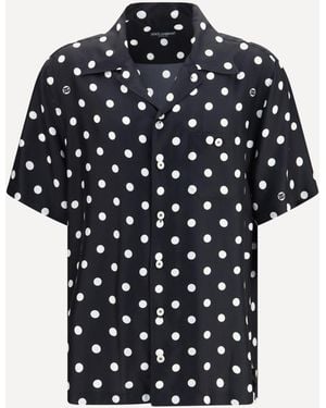 Dolce & Gabbana Polka Dot Silk Twill Shirt - Black