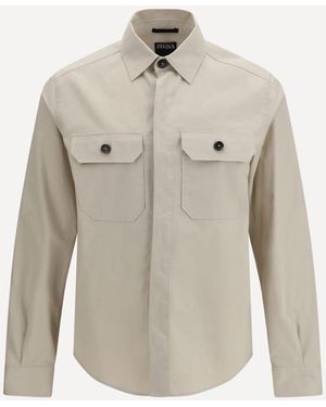 ZEGNA Linen Wool And Silk Shirt Jacket - Grey