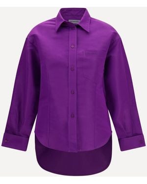 Balenciaga Asymmetric Cotton Shirt - Purple