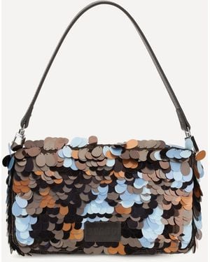 STAUD Borsa A Spalla Timmy Convertible Con Paillettes - Bianco