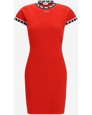 Versace Cotton Knit Mini Dress - Red