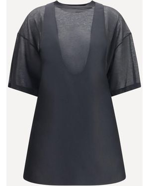 Balenciaga Hybrid Dress With Sheer T-Shirt - Black