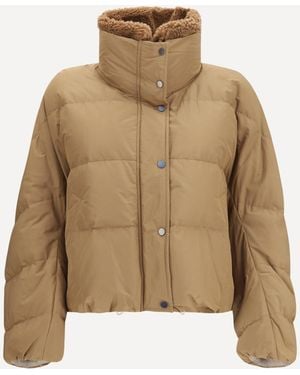 Brunello Cucinelli Padded Jacket With Shearling Collar - Natural