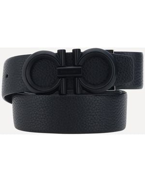 Ferragamo Gancini Leather Belt - Black