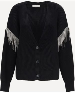 Max Mara Pagine Virgin Wool Cardigan With Sparkling Details - Black