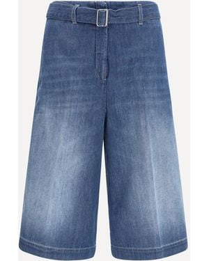 True Royal Cotton Shorts With A Belt - Blue