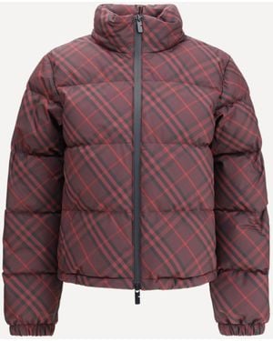 Burberry Check Ambleside Puffer Jacket - Purple