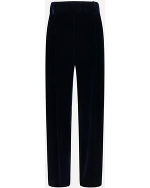 Giorgio Armani Wide Leg Trousers With Double Pleats - Blue