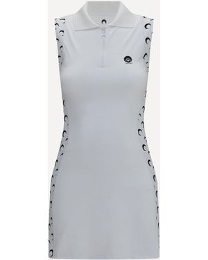 Marine Serre Moon Print Mini Polo Dress - Grey