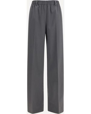 Miu Miu Elasticated Straight Leg Wool Trousers - Grey
