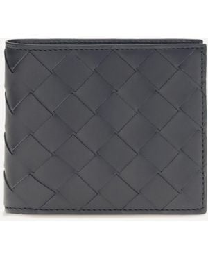 Bottega Veneta Bifold Leather Intrecciato Wallet - Grey