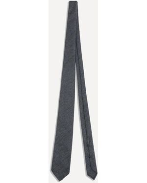 Brioni Herringbone Wool Tie - White