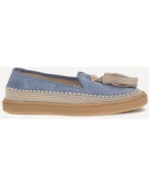 Fratelli Rossetti Suede Loafers With Crochet Detail - Blue
