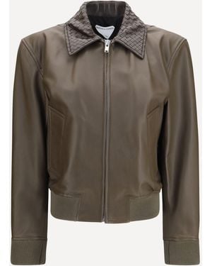 Bottega Veneta Glossy Leather Jacket - Green