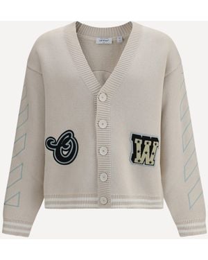 Off-White c/o Virgil Abloh Star Logo Diagonal Varsity Cardigan - White
