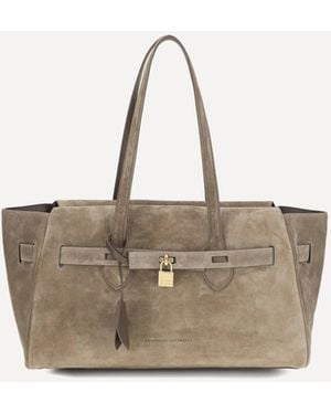 Brunello Cucinelli Suede Shoulder Bag - Natural