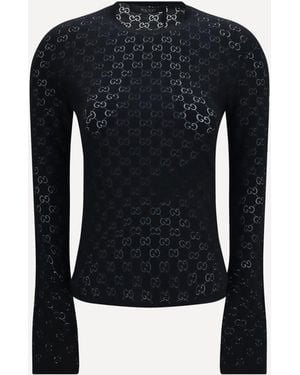 Gucci Gg Dévoré Cotton T-Shirt - Blue