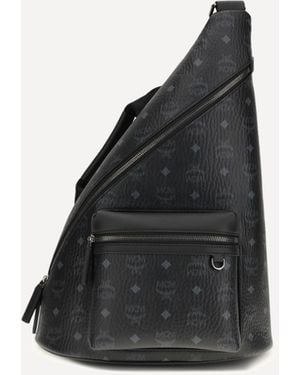 MCM Aren Sling Printed Canvas Backpack - Black