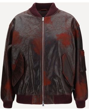 Valstar Oversized Crackle Nappa Bomber Jacket - Brown
