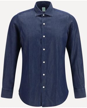 Finamore 1925 Giza 45 Denim Shirt - Blue