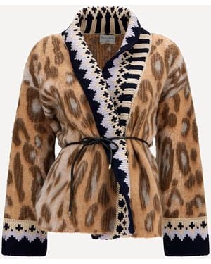 forte_forte Forte_Forte Brit Leopard Jacquard Alpaca-Blend Cardigan - Natural
