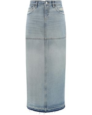 RE/DONE Mid Rise Split Skirt Jeans - Blue