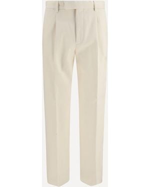 ZEGNA Cotton And Cashmere Tailored Pants - Natural
