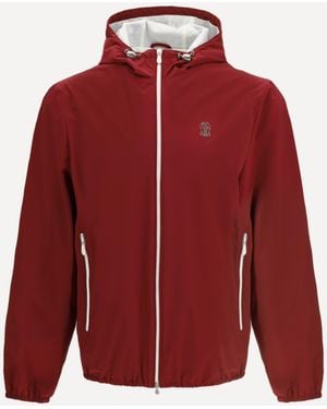Brunello Cucinelli Waterproof Jacket With Hood - Red