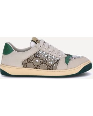 Gucci Sneaker Screener Con Strass - Bianco