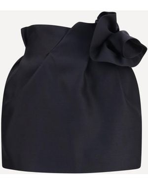 Magda Butrym Wool And Silk Mini Skirt With Floral Details - Blue