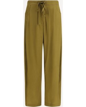 Ella Barrel-Leg Trousers With Drawstring - Green