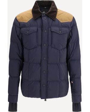 Moncler Geltech Down Ski Jacket With Corduroy Trim - Blue