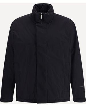 Laminar Bomber Jacket With Zip And Snap Buttons Closure - Blue