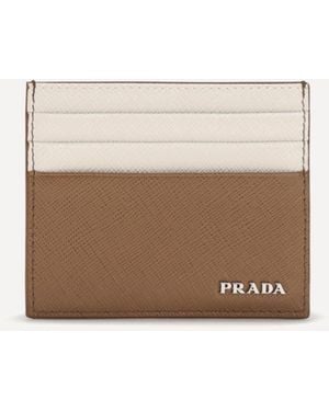 Prada Saffiano Leather Card Holder - White
