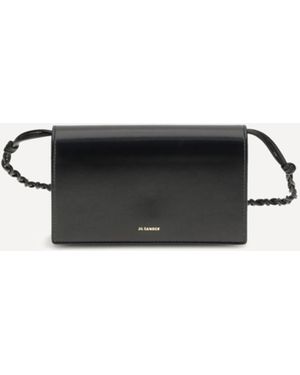 Jil Sander Tangle Wallet With Shoulder Strap - White