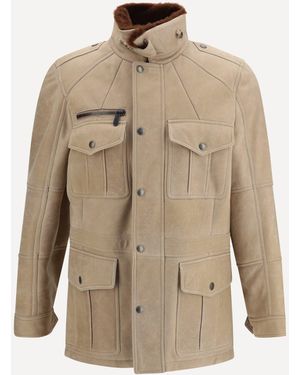 Brunello Cucinelli Waxed Shearling Safari Jacket - Natural