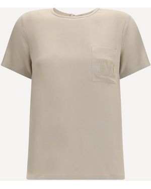 Max Mara Pagano Silk T-Shirt - Natural