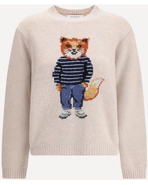 Maison Kitsuné Merino Wool Jumper - White