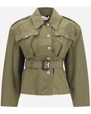 McQueen Giacca Corta Con Cintura E Collo Alto - Verde